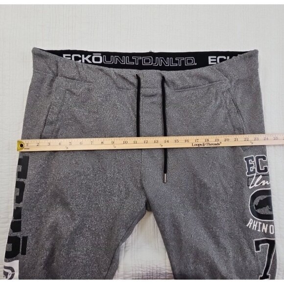 Ecko Unltd Men's 2XL Grey Big Logo Adjustable Waist Jogger Pants Vintage EUC - Picture 6 of 12